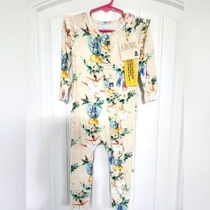 Tiny Revival Company Bamboo Zip-up Pajamas Baby Girl Size 18/24 Months NWT